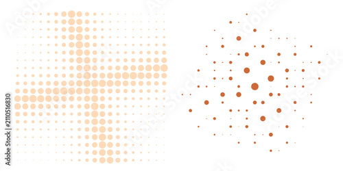 Canvas Print Minimalist geometric dot pattern with cross and scatter design in warm orange co