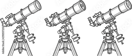 Фотография Telescope Illustration on Tripod Stand