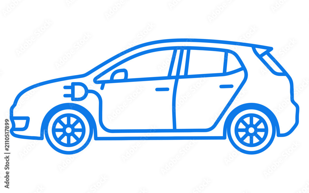 Fototapeta premium Electric Car Outline Icon