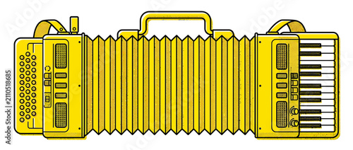 Tableau sur toile Yellow Accordion Musical Instrument Illustration