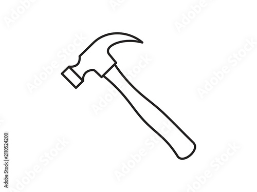 Black outline hammer icon illustration