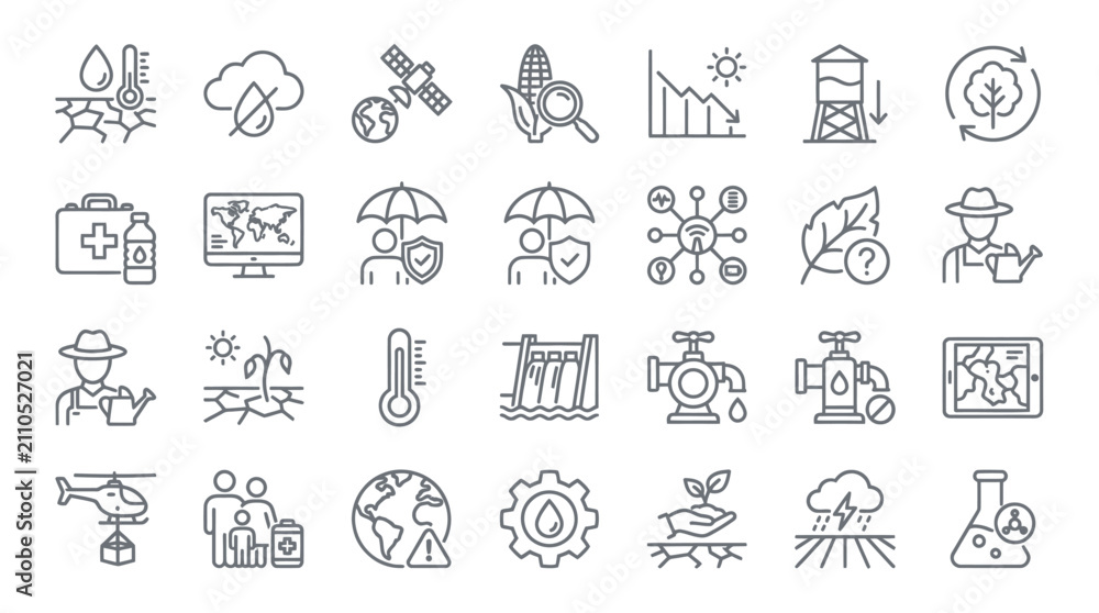 Fototapeta premium Sustainable farming and ecological environment icons