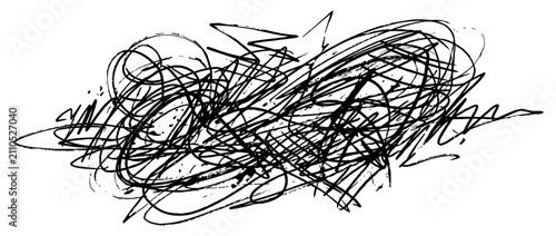 Tableau sur toile Abstract Black Ink Scribble Art on White Background