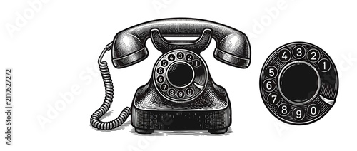 Obraz na płótnie Vintage Rotary Dial Telephone Illustration