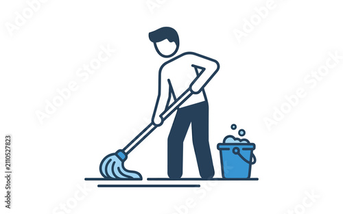 Person Mopping Floor Icon