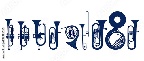 Foto Brass Musical Instruments Collection Silhouette