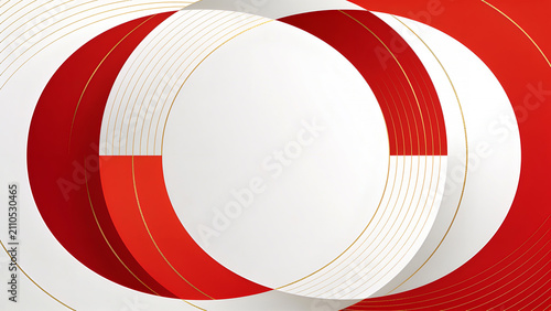 Red and white rings swirl in elegant motion