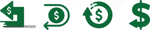 Money cycle and growth financial icons set