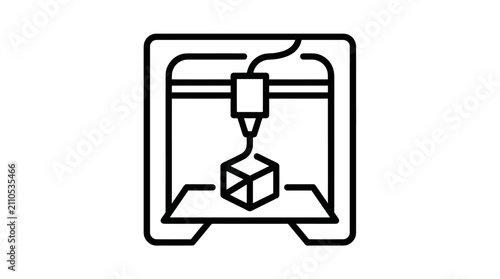 3D printer icon printing a cube shape