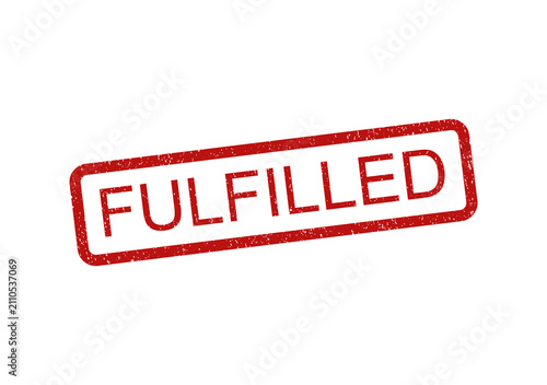 Foto Red rubber stamp with the word fulfilled in a grunge texture style design isolat