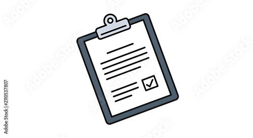 Hand-drawn illustration of a clipboard with a document and a checked box on a white background