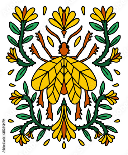 insect bug drawing floral beetle art flower
