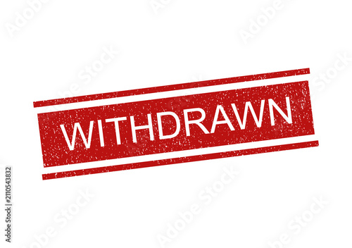 Red rubber stamp with the word withdrawn in a grunge style rectangle frame isolated on transparent background