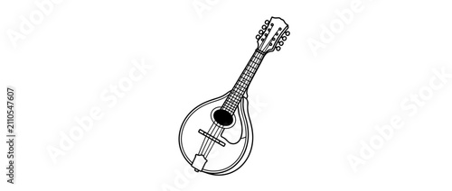 Фотография Line Art Drawing of a Mandolin Instrument