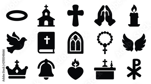 Foto A collection of religious symbols and icons representing faith and spirituality