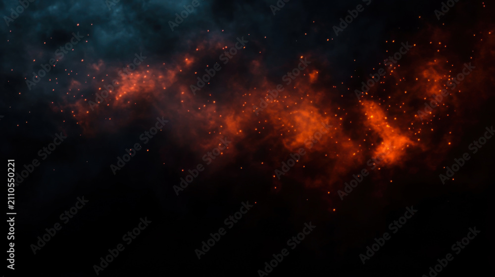 Fototapeta premium Perftect fire particles embers on background . Smoke fog misty texture