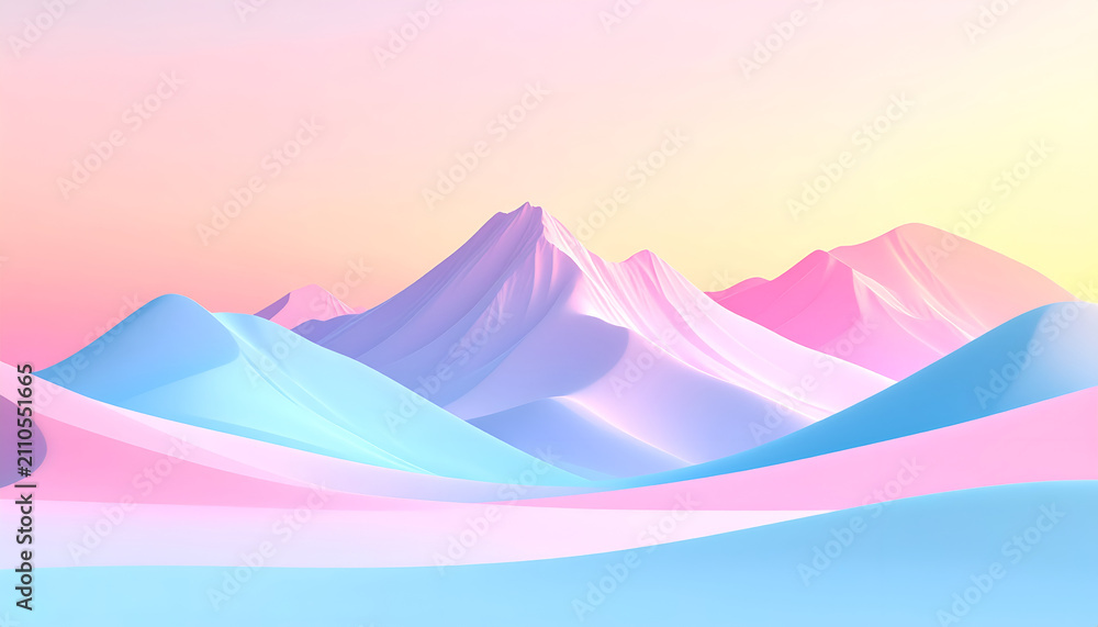 Fototapeta premium Colorful Abstract Mountain Landscape with Soft Pastel Hues