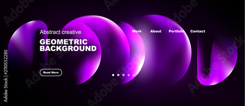 Obraz na plátně Purple abstract shapes dominate black background