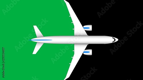 Animated Airplane transition flying horizontal and diagonal on green screen and transparent background. Suitable for editing transition with smooth motion for video overlay and motion graphic.