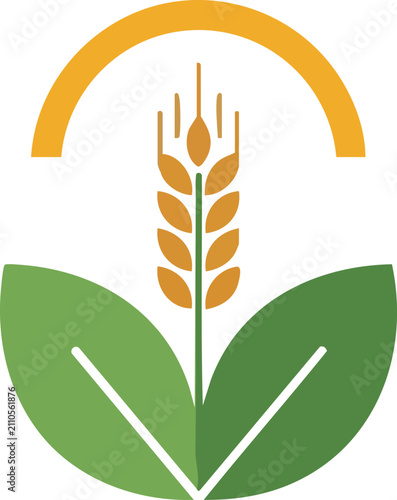 Stylized Wheat and Leaf Logo Design for Agriculture.