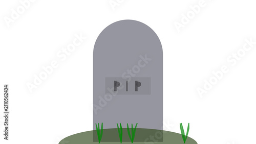 Photography Halloween gravestone with PIP inscription and green grass, isolated on transpare