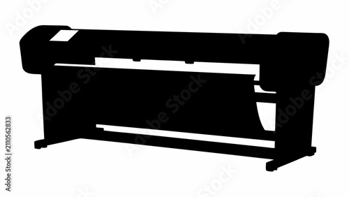 Black office furniture silhouette vector illustration showing side view of modern desk with standing desk desk viewed study room university with workspace