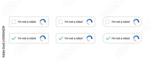 Web Security ReCAPTCHA UI Element Set in Square, Rounded, and Pill Button Styles