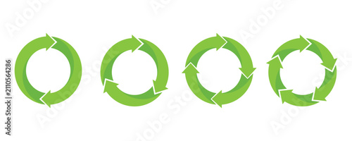 Green Circular Arrows Recycling Symbol Set for 2, 3, 4, and 5 Step Diagrams
