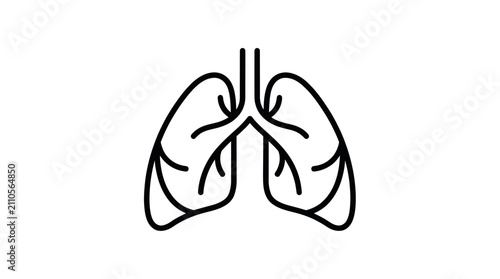 Foto Human lungs anatomy respiratory system line icon.
