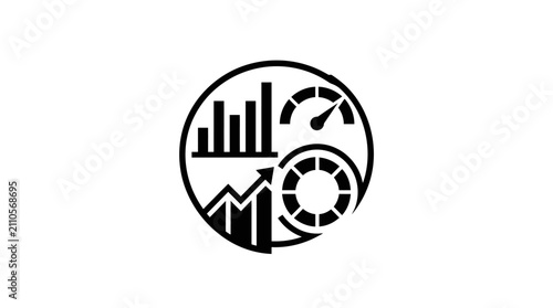 Business dashboard with charts and performance metrics gauges