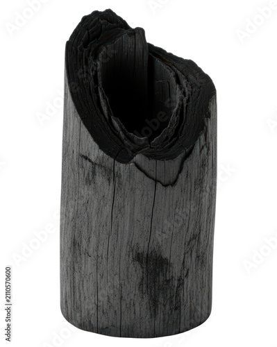 Natural wood charcoal piece for barbecue grilling fuel isolated over transparent background