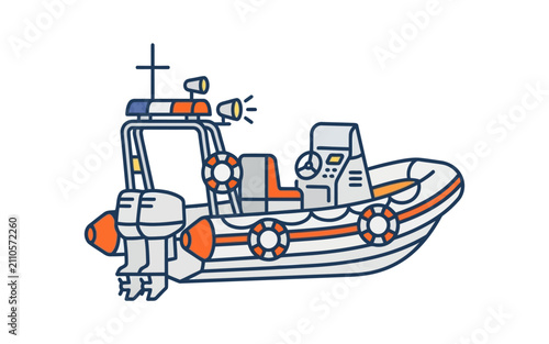 Rescue Boat Vector Illustration