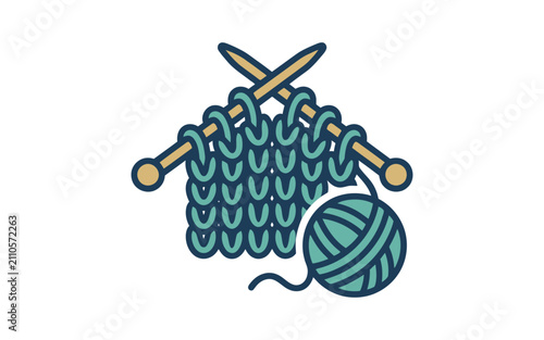 Knitting Needles and Yarn Vector Illustration