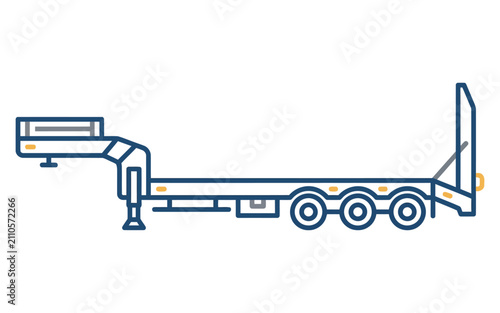 Lowboy Semi-Trailer Vector Illustration
