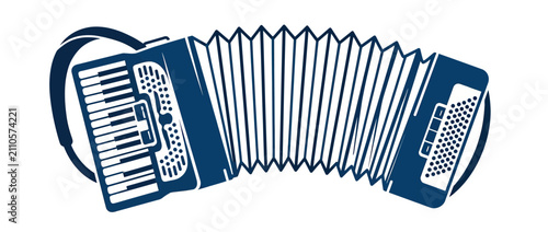 Tableau sur toile Blue Accordion Musical Instrument Illustration