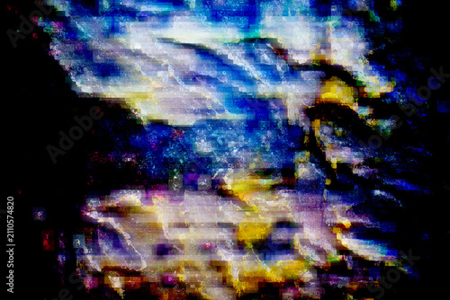 Abstract Glitch Art Background with Vibrant Digital Distortion and Pixelated Noise Effect