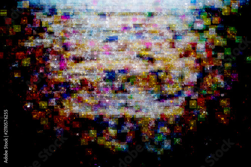 Dynamic Digital Glitch Background with Fragmented Colorful Pixels and Abstract Cyber Energy