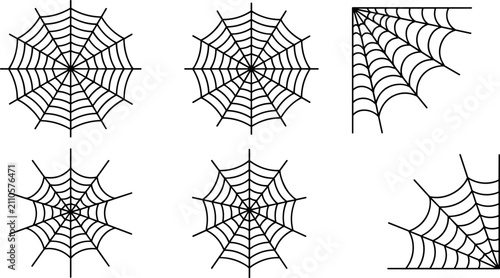 Obraz na plátně Halloween spider web collection with various round cobweb designs and corner fra