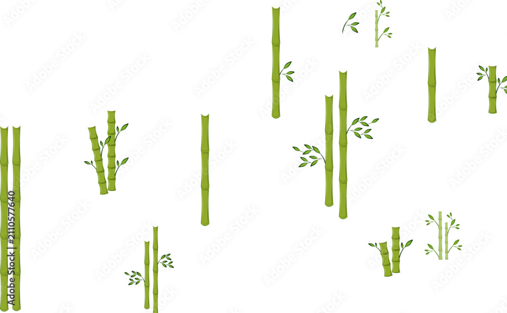 Fototapeta premium Cute Kawaii Bamboo Flat Illustration Pack | Adorable Bamboo Clipart Collection