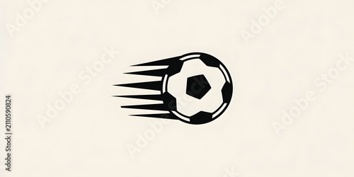 Dynamic black and white soccer ball in motion with motion blur effect.