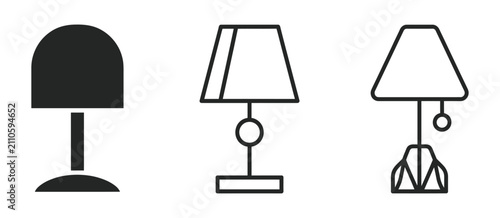 Cuadro en lienzo Lampshade vector icons set, elegant lighting and home décor symbol collection featuring modern, classic, and decorative lampshade icons for interior design, furniture, and decoration projects