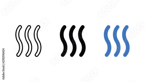 Heat wave steam icon set for temperature and weather representation