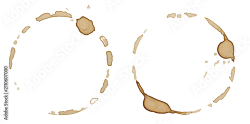 Coffee stains and rings isolated on a transparent background.