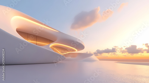 Futuristic Architectural Design by the Ocean