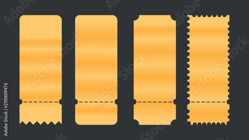 Fotografía Vintage golden ticket templates with perforated edges, set of 4 blank orange raf