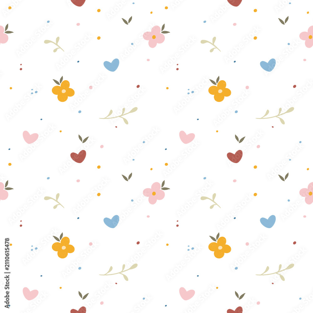 Fototapeta premium Hand Drawn Floral Seamless Pattern Background