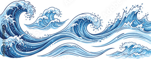 big blue ocean water waves vector illustration clipart graphic element isolated on white background