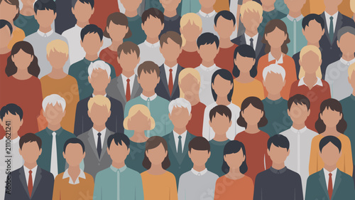 Diverse Crowd of People Flat Design Illustration diversity