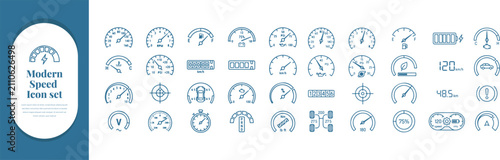 Collection of vintage speedometer and gauge icons in vector style