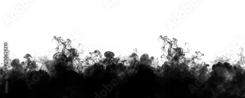 Quadro su tela Swirling black smoke rising elegantly against a clean white background creating